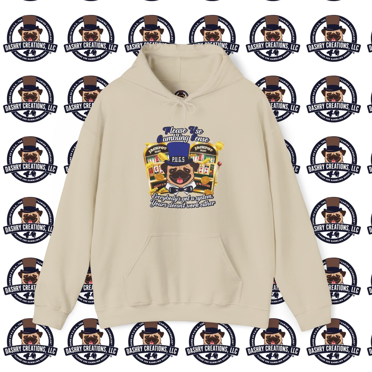 Slots “Everybody’s Got A System” Blue & Black Top Hat Unisex Heavy Blend™ Hooded Sweatshirt