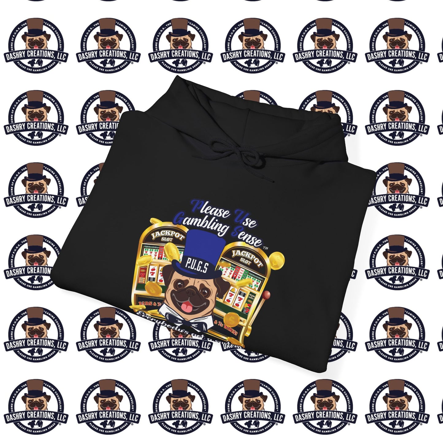 Slots “Everybody’s Got A System” Blue & Black Top Hat Unisex Heavy Blend™ Hooded Sweatshirt