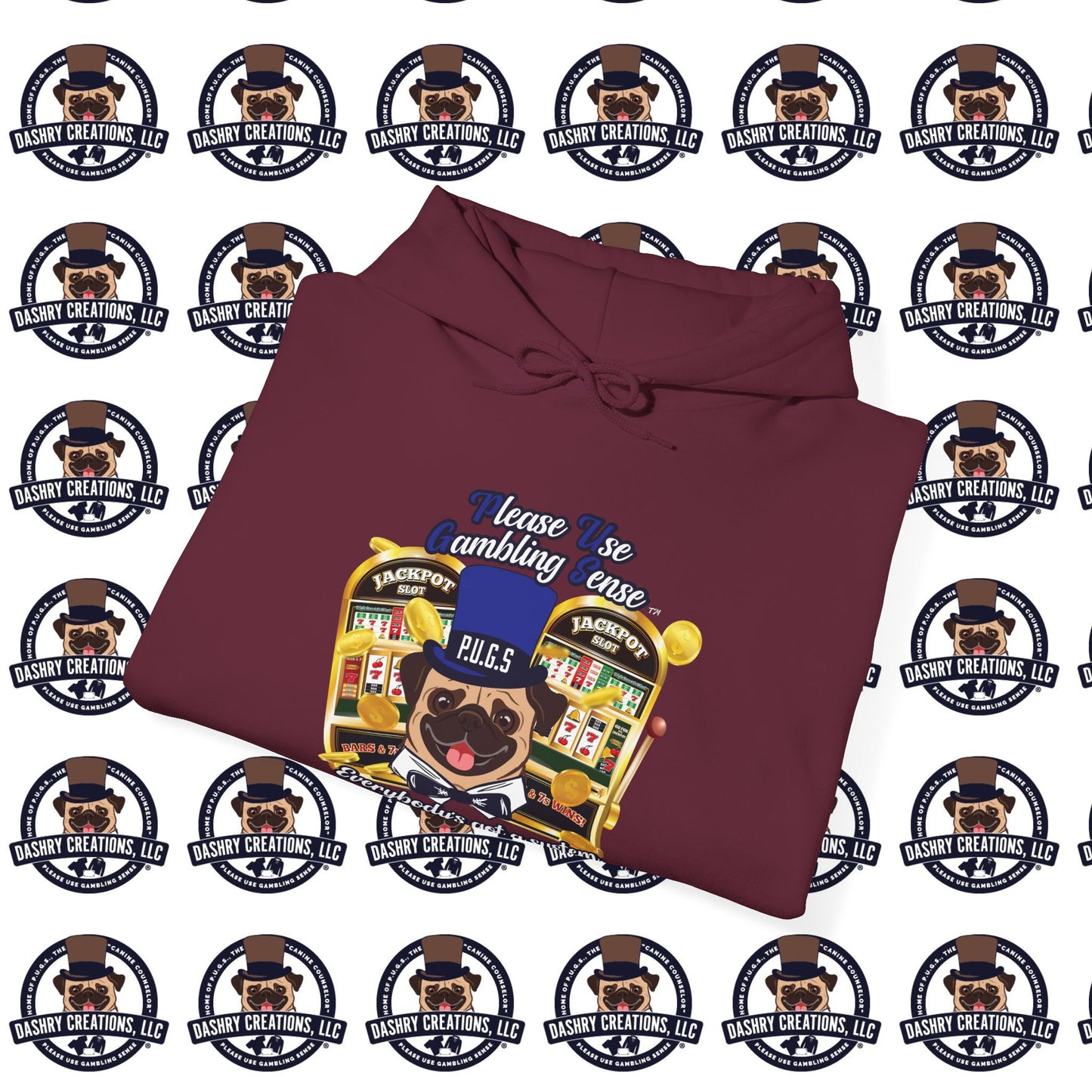 Slots “Everybody’s Got A System” Blue & Black Top Hat Unisex Heavy Blend™ Hooded Sweatshirt