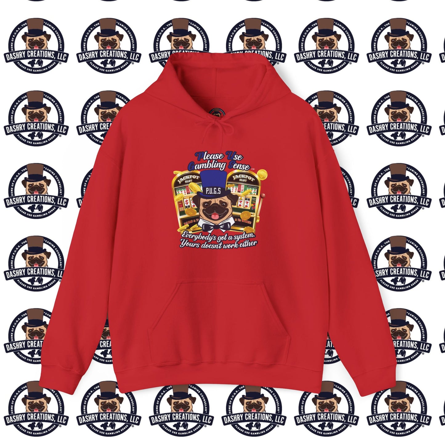Slots “Everybody’s Got A System” Blue & Black Top Hat Unisex Heavy Blend™ Hooded Sweatshirt