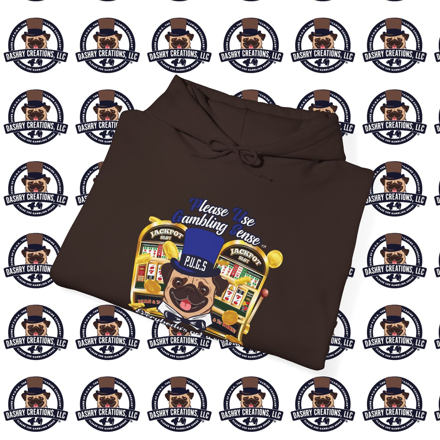 Slots “Everybody’s Got A System” Blue & Black Top Hat Unisex Heavy Blend™ Hooded Sweatshirt