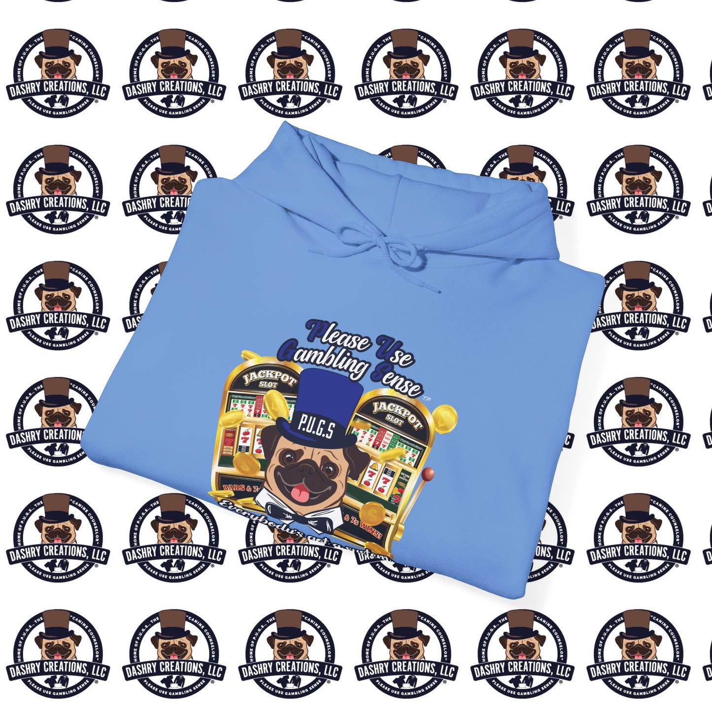 Slots “Everybody’s Got A System” Blue & Black Top Hat Unisex Heavy Blend™ Hooded Sweatshirt