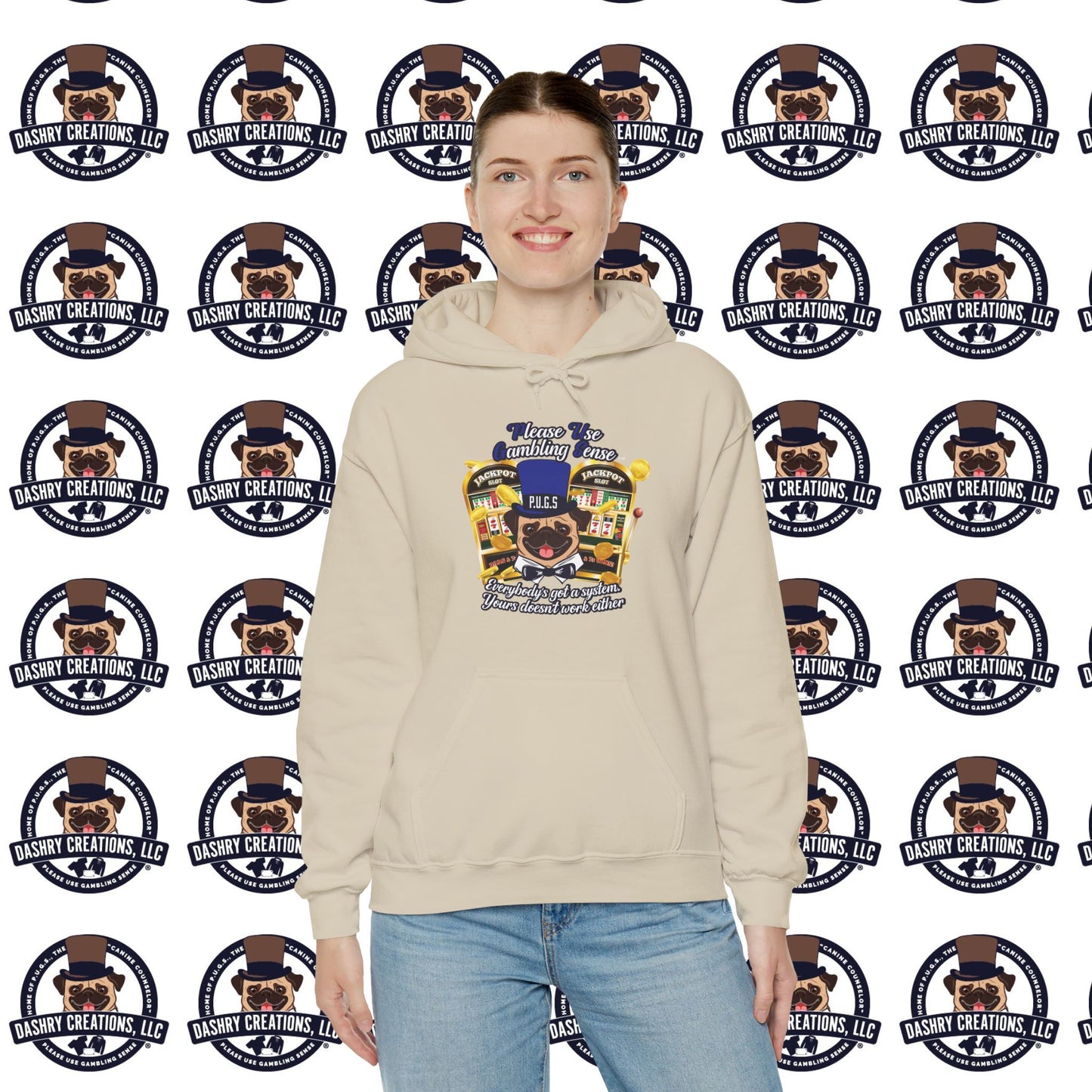 Slots “Everybody’s Got A System” Blue & Black Top Hat Unisex Heavy Blend™ Hooded Sweatshirt
