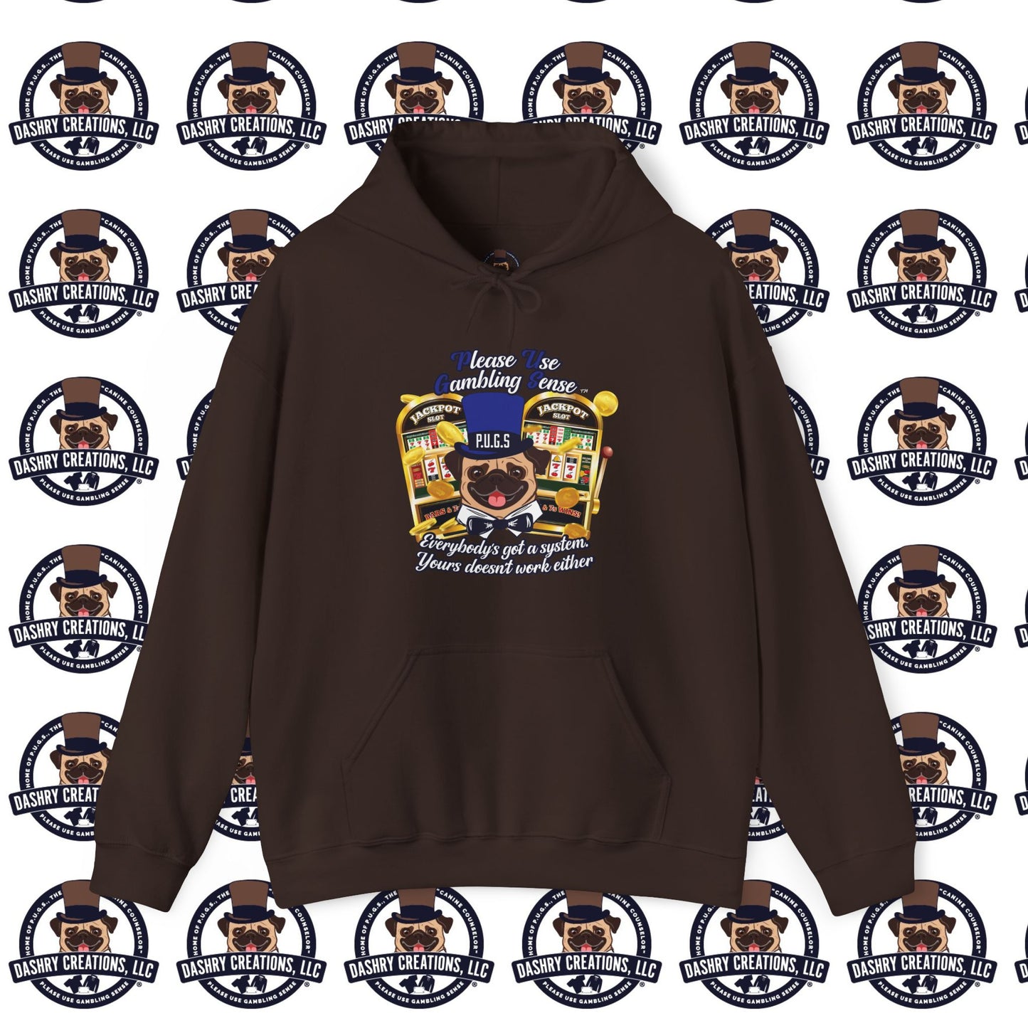 Slots “Everybody’s Got A System” Blue & Black Top Hat Unisex Heavy Blend™ Hooded Sweatshirt