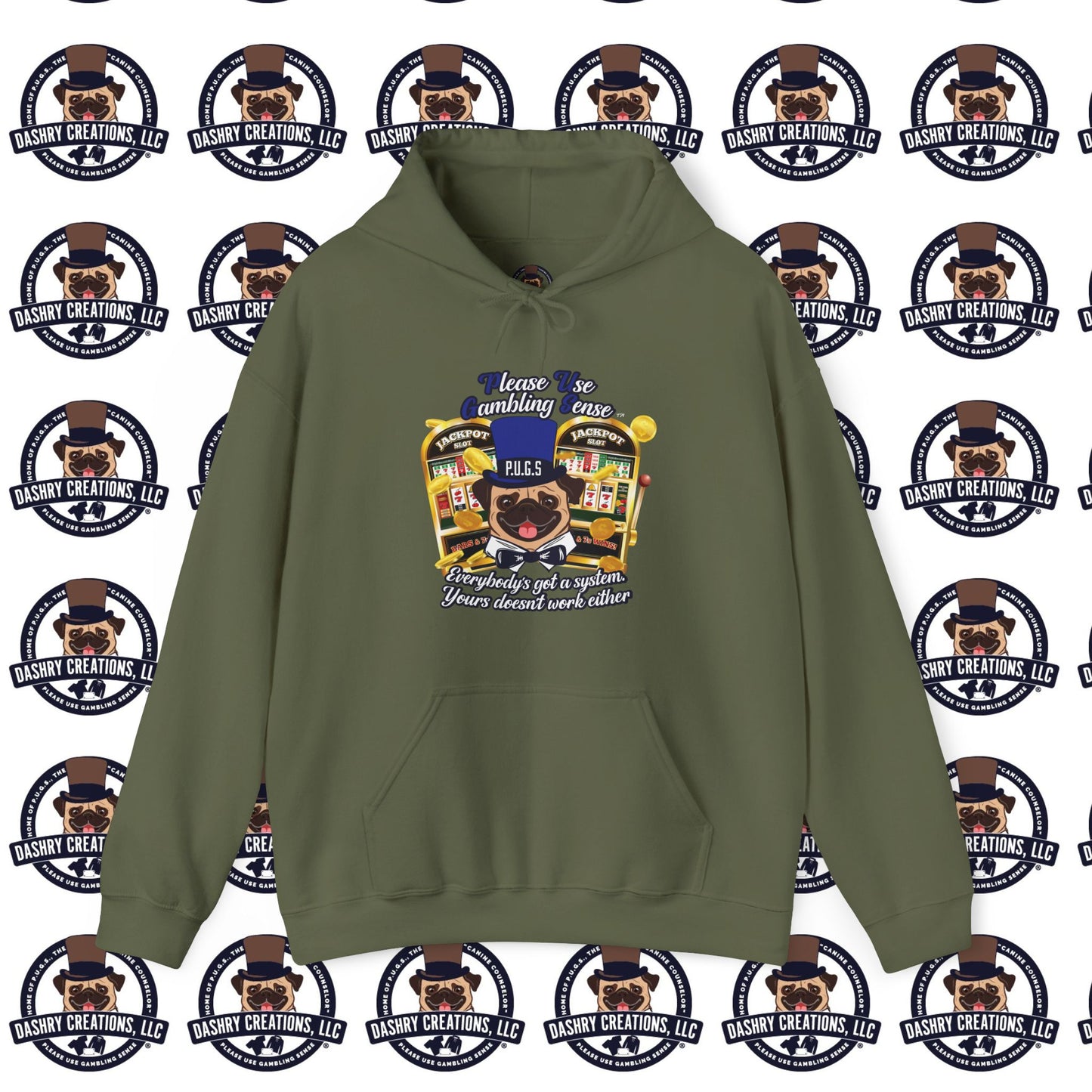 Slots “Everybody’s Got A System” Blue & Black Top Hat Unisex Heavy Blend™ Hooded Sweatshirt