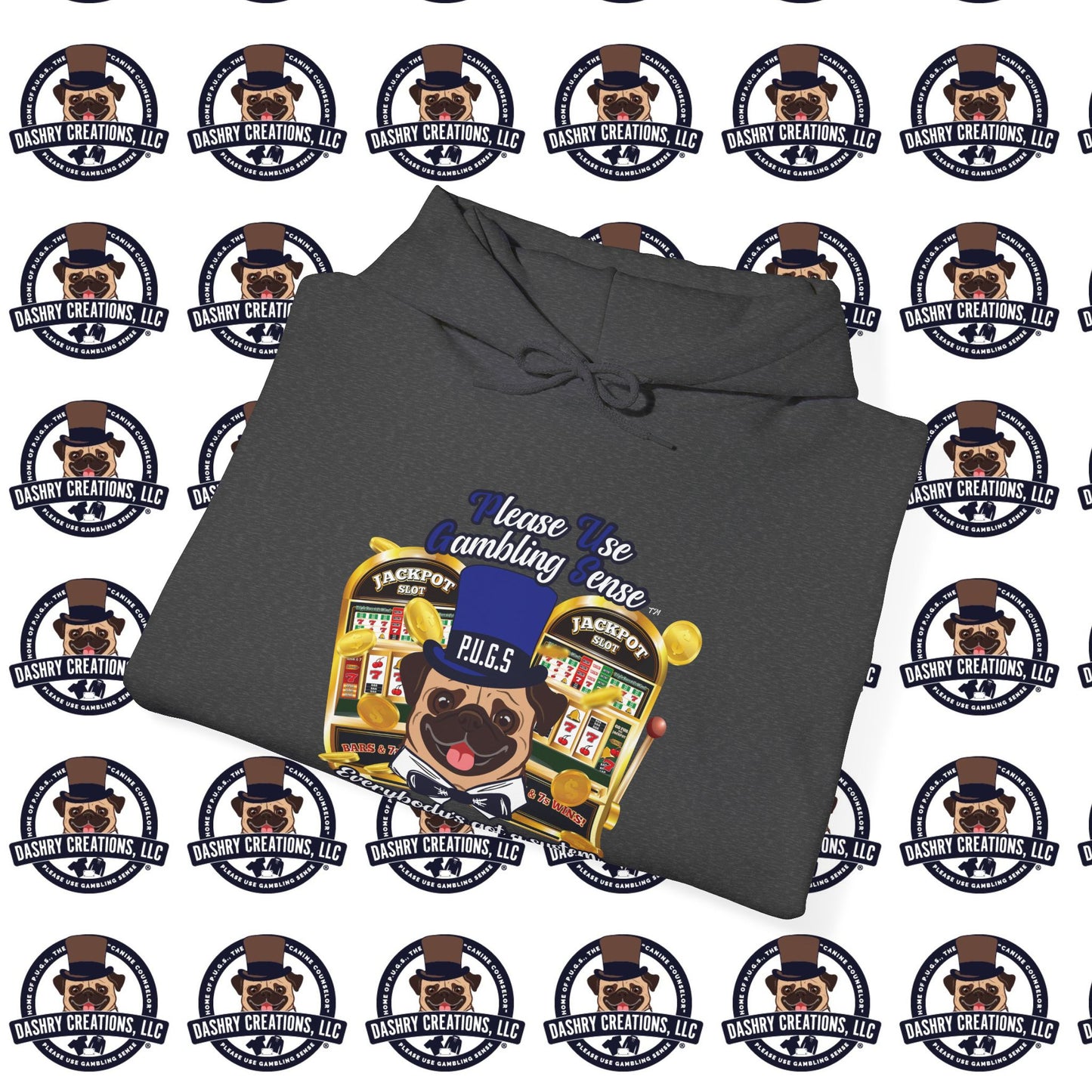 Slots “Everybody’s Got A System” Blue & Black Top Hat Unisex Heavy Blend™ Hooded Sweatshirt