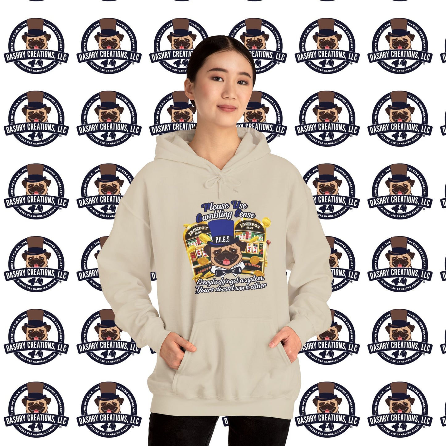 Slots “Everybody’s Got A System” Blue & Black Top Hat Unisex Heavy Blend™ Hooded Sweatshirt