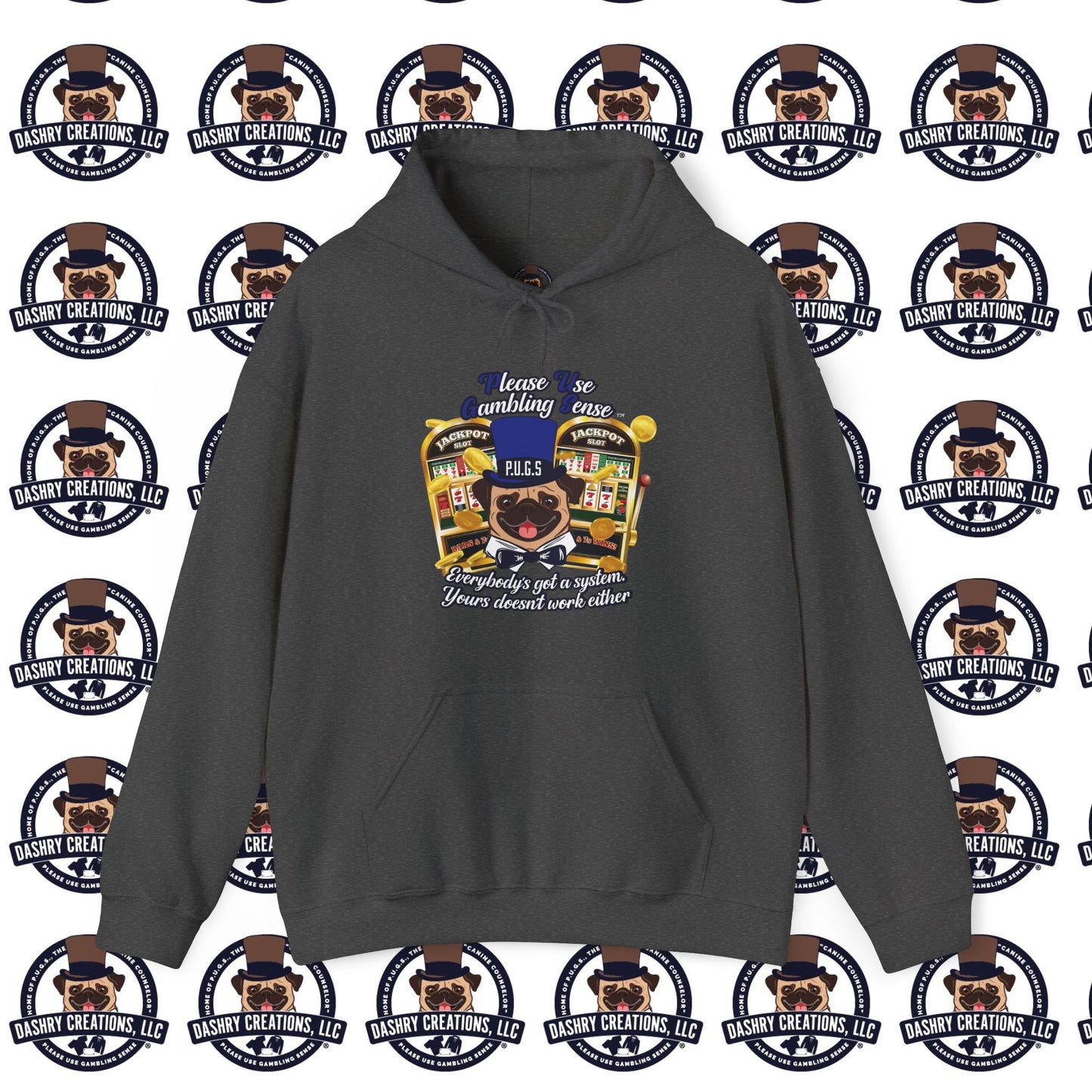 Slots “Everybody’s Got A System” Blue & Black Top Hat Unisex Heavy Blend™ Hooded Sweatshirt